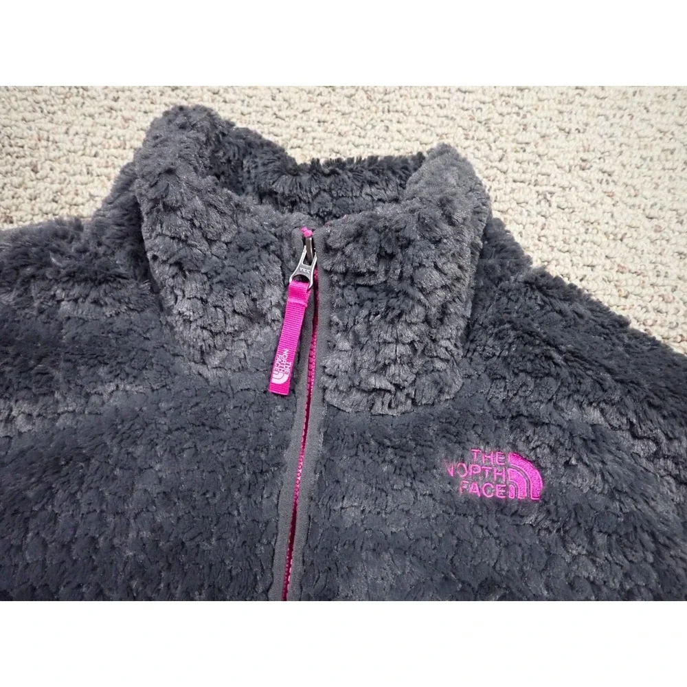 The North Face Osito Fleece Jacket Girls XL Grey Pink Excellent Full Zip Soft